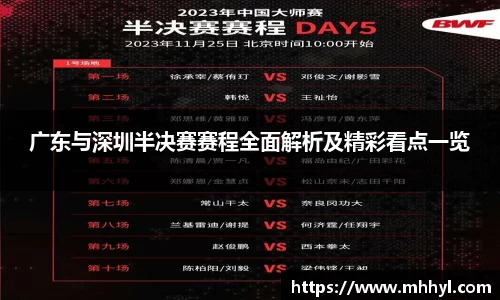 广东与深圳半决赛赛程全面解析及精彩看点一览