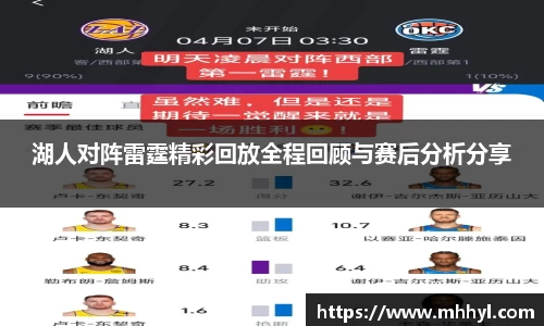 湖人对阵雷霆精彩回放全程回顾与赛后分析分享